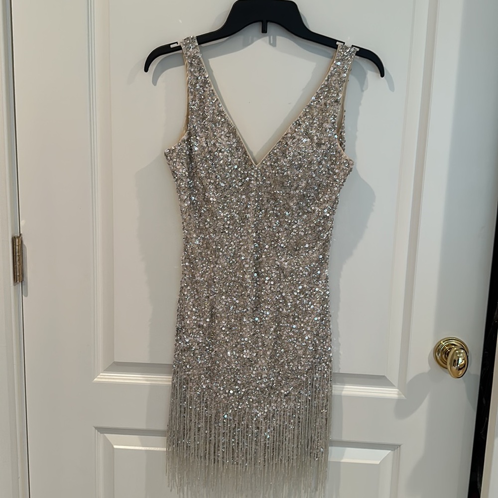 Mac Duggal Beaded Mini Sheath Dress - Picture 4 of 7